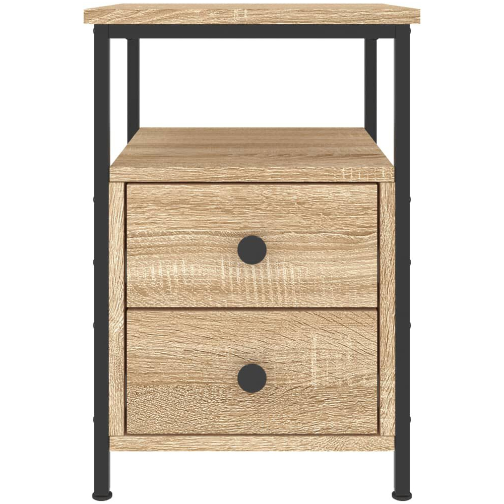 Syracuse Wooden Bedside Cabinet With 2 Drawers - Sonoma Oak