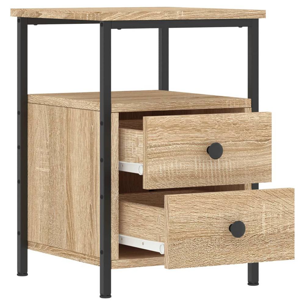 Syracuse Wooden Bedside Cabinet With 2 Drawers - Sonoma Oak
