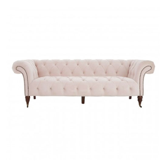 Syria 3 Seater Fabric Chesterfield Sofa In Light Pink Sale