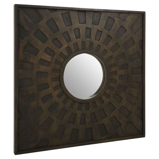 Product photograph of Syria Square Wall Bedroom Mirror In Brown Wooden Frame from Furniture in Fashion