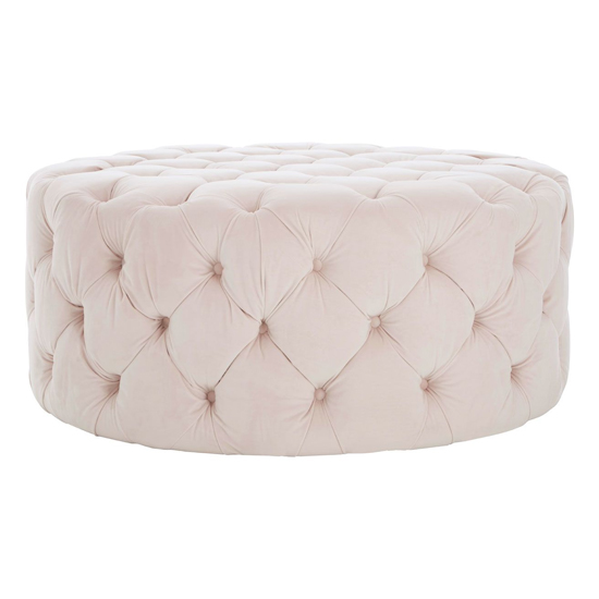 Photo of Syria upholstered fabric footstool in muted pink