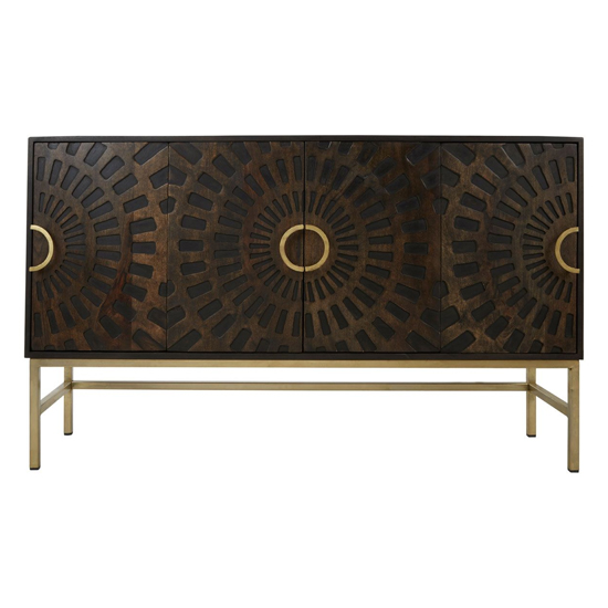 Syria Wooden Sideboard With Gold Legs In Brown_2