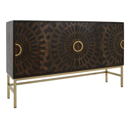 Syria Wooden Sideboard With Gold Legs In Brown_1
