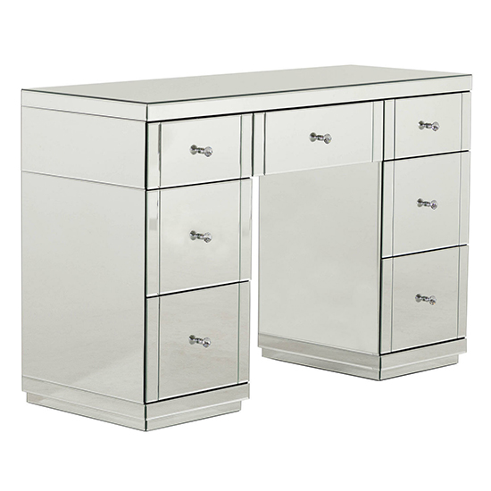 Taara Clear Glass Dressing Table With 7 Drawers In Mirrored
