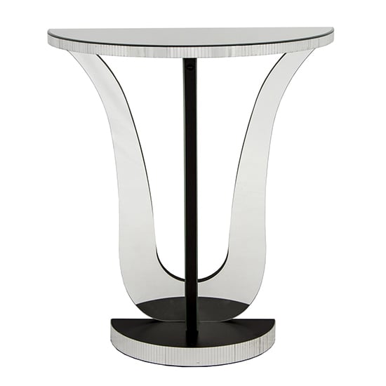 Taara Half-Moon Clear Glass Console Table In Mirrored