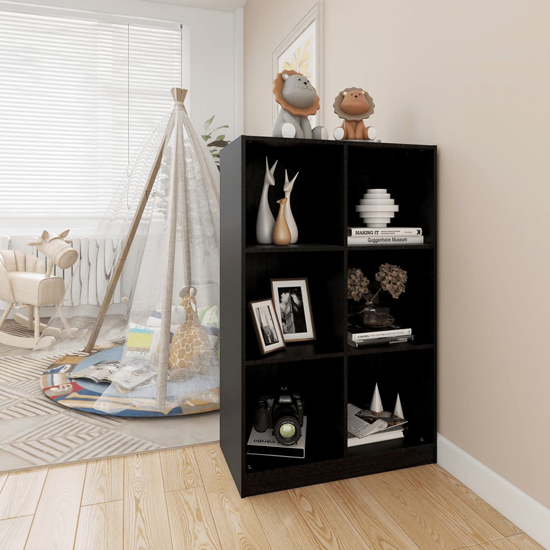 Taban Pinewood Bookcase With 6 Shelves In Black_2
