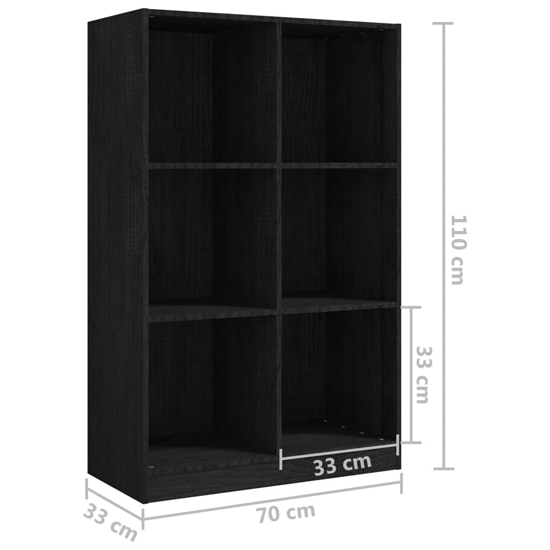 Taban Pinewood Bookcase With 6 Shelves In Black_5