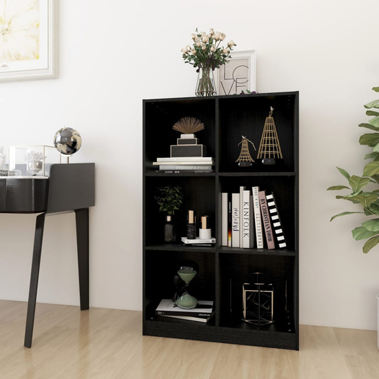 Taban Pinewood Bookcase With 6 Shelves In Black