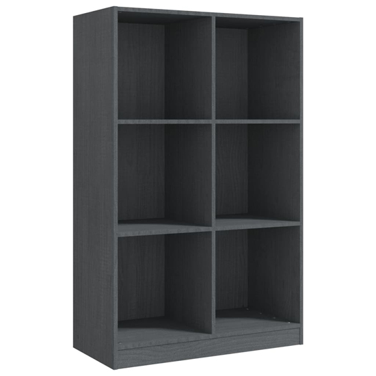 Taban Pinewood Bookcase With 6 Shelves In Grey_3