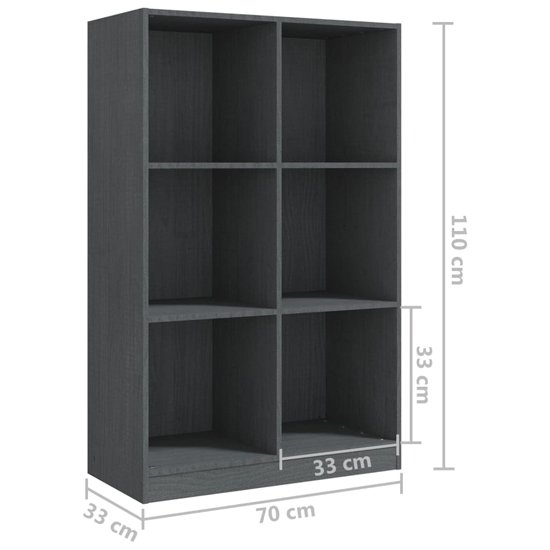 Taban Pinewood Bookcase With 6 Shelves In Grey_5