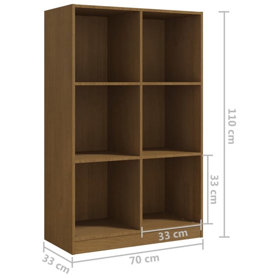 Taban Pinewood Bookcase With 6 Shelves In Honey Brown_5