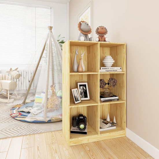 Taban Pinewood Bookcase With 6 Shelves In Natural_2