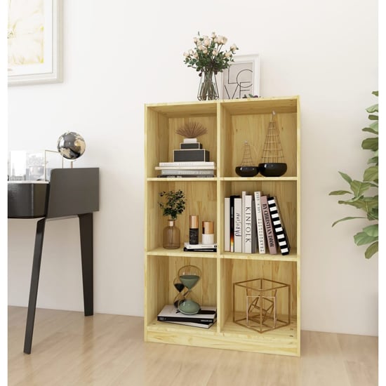 Taban Pinewood Bookcase With 6 Shelves In Natural_1
