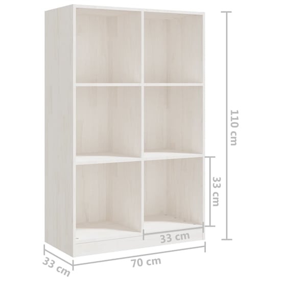 Taban Pinewood Bookcase With 6 Shelves In White_5