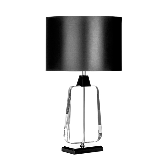 Tabhao Black Fabric Shade Large Table Lamp With Chrome Base