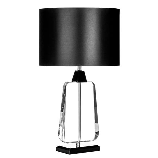 Read more about Tabhao large black fabric shade table lamp with chrome base