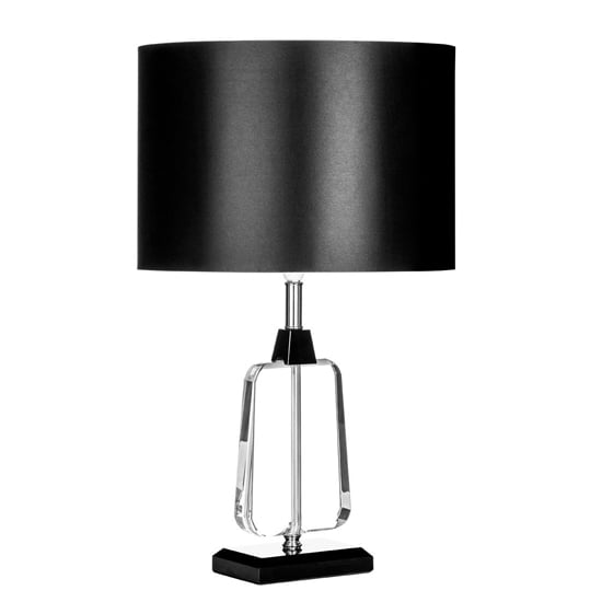 Read more about Tabhao small black fabric shade table lamp with chrome base