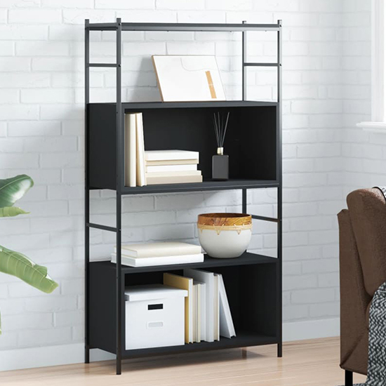 Tacey Wooden Bookcase With 2 Large Shelves In Black