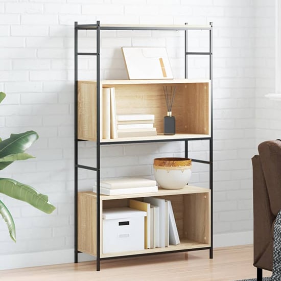 Product photograph of Tacey Wooden Bookcase With 2 Large Shelves In Sonoma Oak from Furniture in Fashion