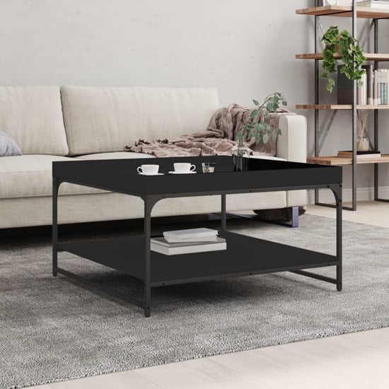 Product photograph of Tacey Wooden Coffee Table In Black With Undershelf from Furniture in Fashion