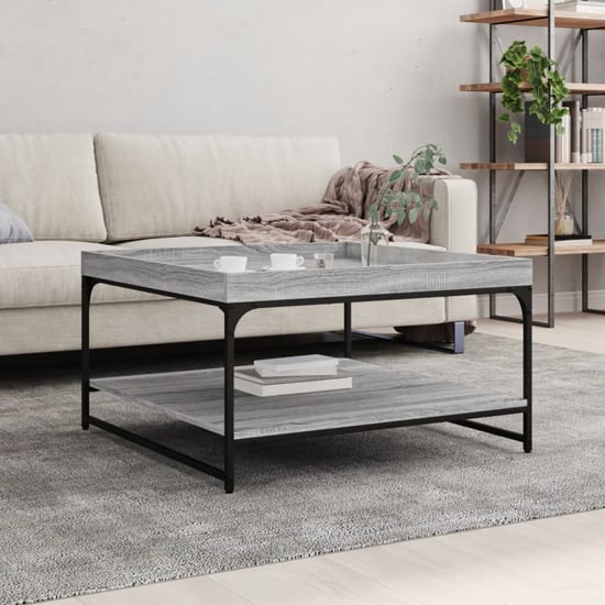 Tacey Wooden Coffee Table In Grey Sonoma Oak With Undershelf