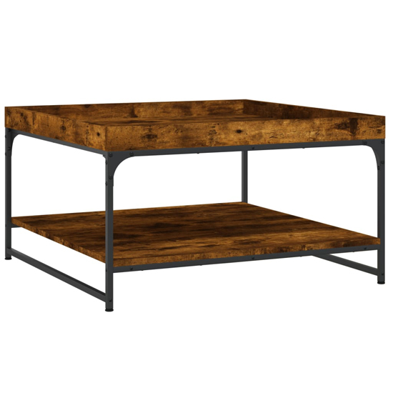Tacey Wooden Coffee Table In Smoked Oak With Undershelf