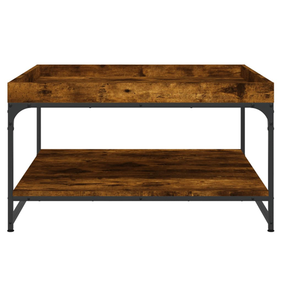 Tacey Wooden Coffee Table In Smoked Oak With Undershelf
