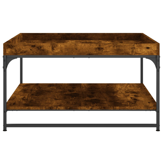 Tacey Wooden Coffee Table In Smoked Oak With Undershelf