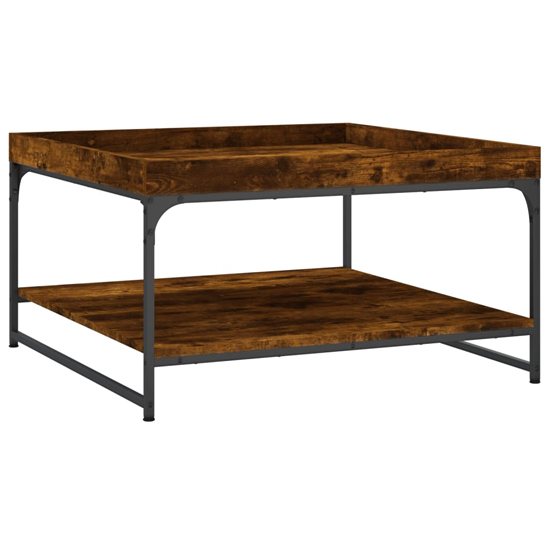 Tacey Wooden Coffee Table In Smoked Oak With Undershelf
