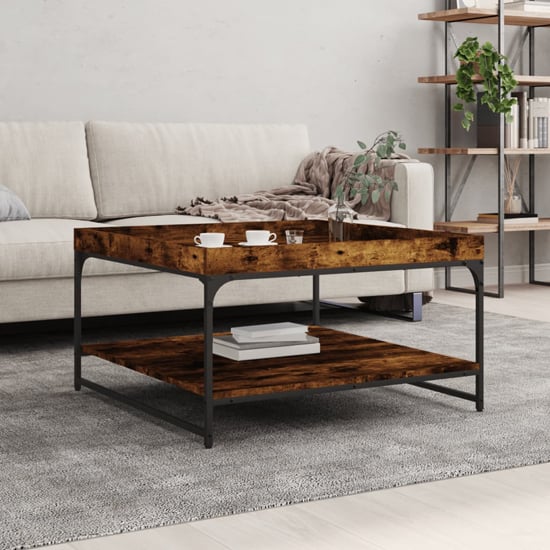 Read more about Tacey wooden coffee table in smoked oak with undershelf