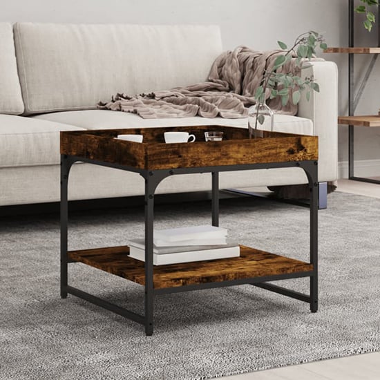 Product photograph of Tacey Wooden Coffee Table Square In Smoked Oak from Furniture in Fashion