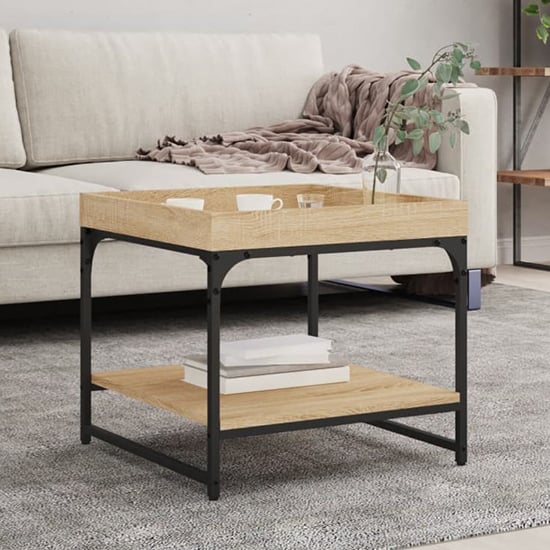 Product photograph of Tacey Wooden Coffee Table Square In Sonoma Oak from Furniture in Fashion