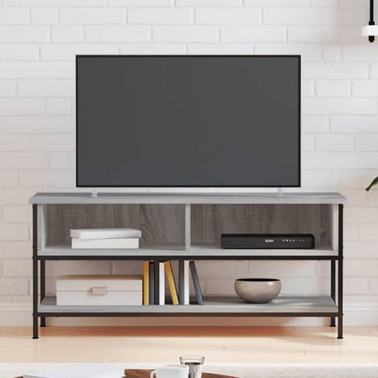 Tacey Wooden TV Stand With 2 Open Shelves In Grey Sonoma Oak