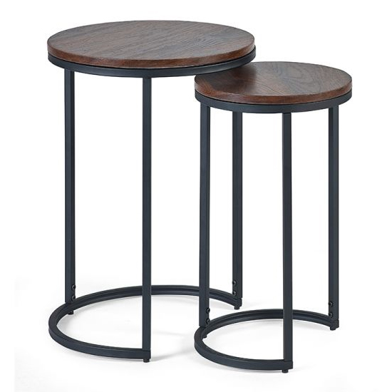Tacita Round Wooden Nest Of Side Tables In Walnut Furniture in Fashion