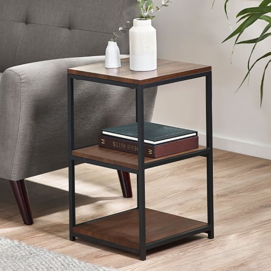 Photo of Tacita tall narrow wooden side table in walnut