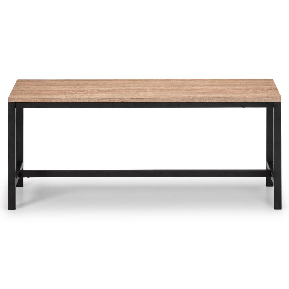 Tacita Wooden Dining Bench With Metal Frame In Sonoma Oak