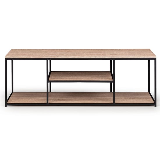 Tacita Wooden TV Stand With Shelves In Sonoma Oak