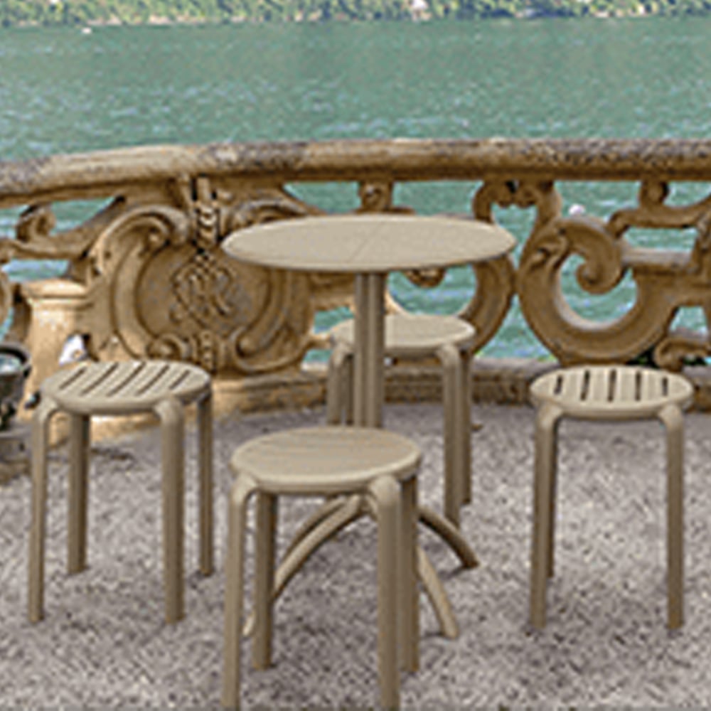 Tacoma Taupe 45cm Polypropylene Stools In Pair