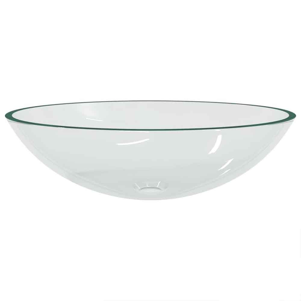 Tacoma Oval Countertop Basin Without Waste 500mm Wide 0TH - Clear Glass