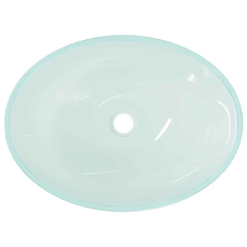 Tacoma Oval Countertop Basin Without Waste 500mm Wide 0TH - Frosted Glass