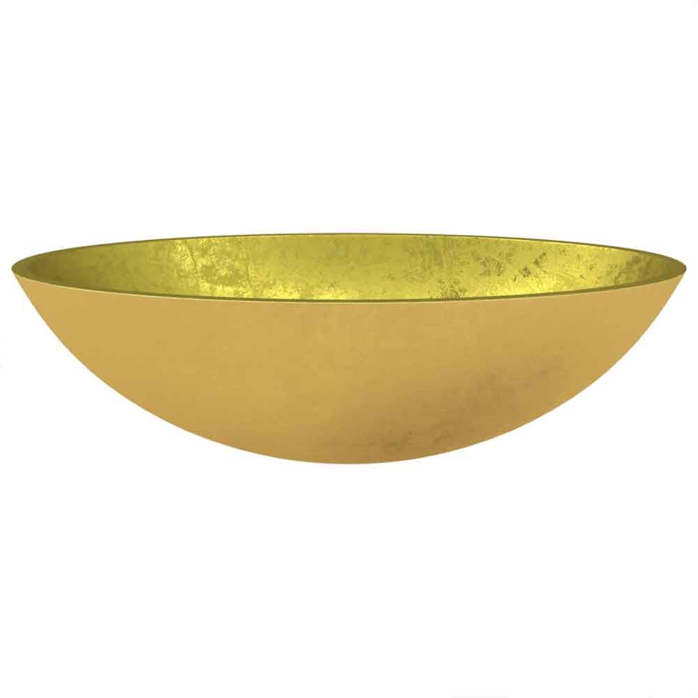 Tacoma Oval Countertop Basin Without Waste 500mm Wide 0TH - Gold Glass