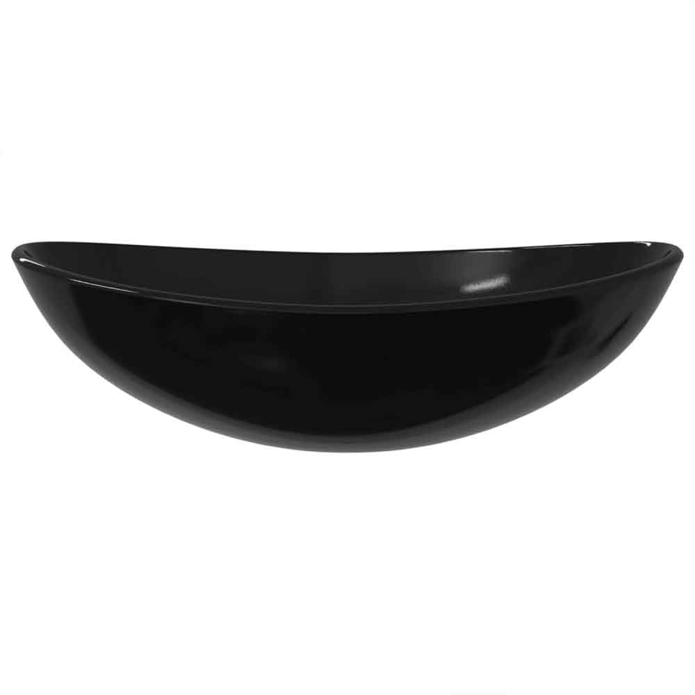 Tacoma Oval Countertop Basin Without Waste 545mm Wide 0TH - Black Glass