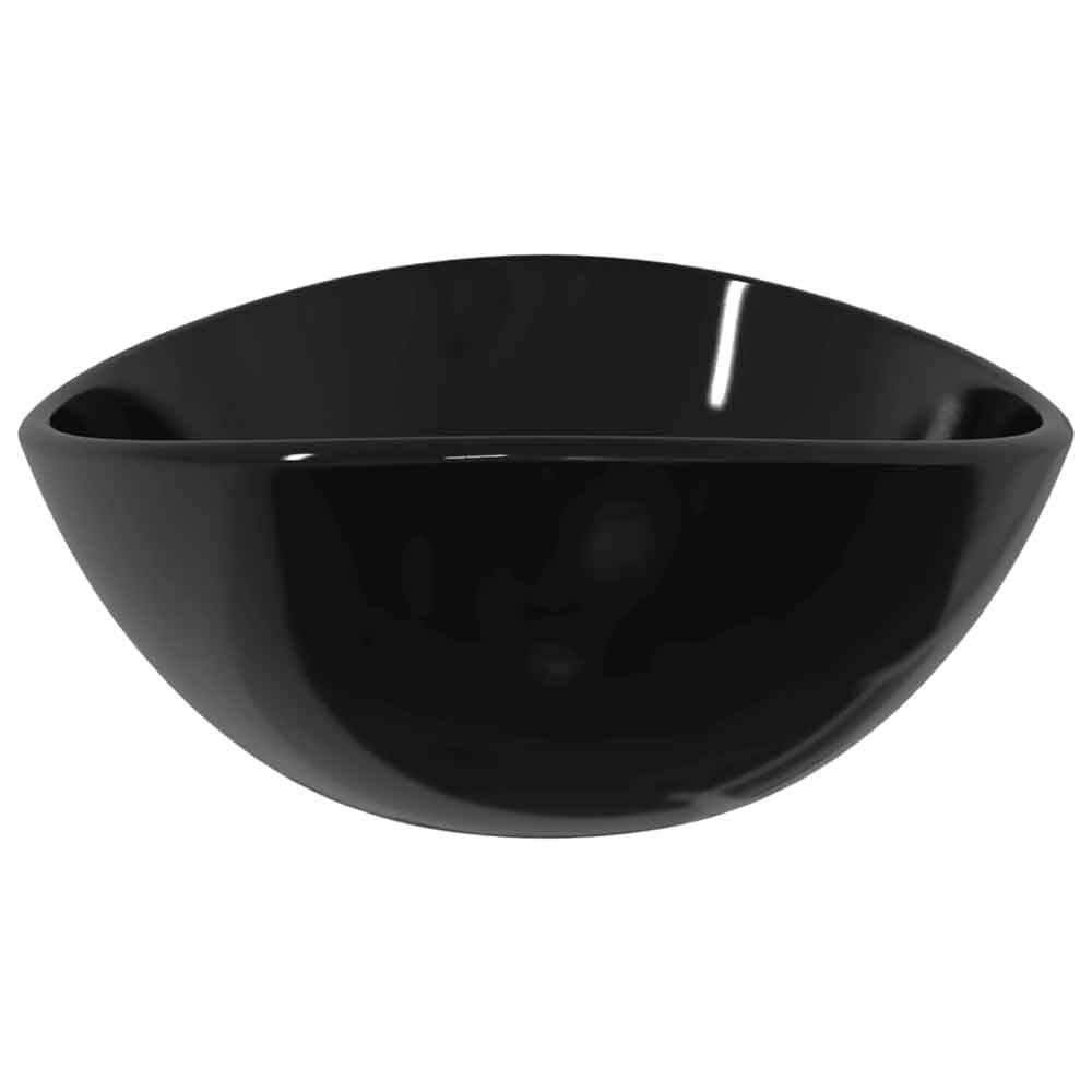 Tacoma Oval Countertop Basin Without Waste 545mm Wide 0TH - Black Glass