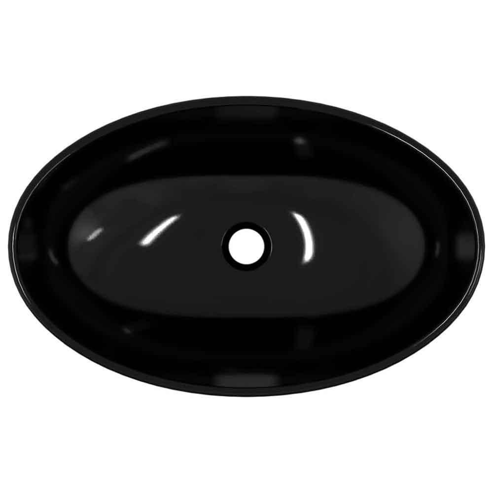 Tacoma Oval Countertop Basin Without Waste 545mm Wide 0TH - Black Glass