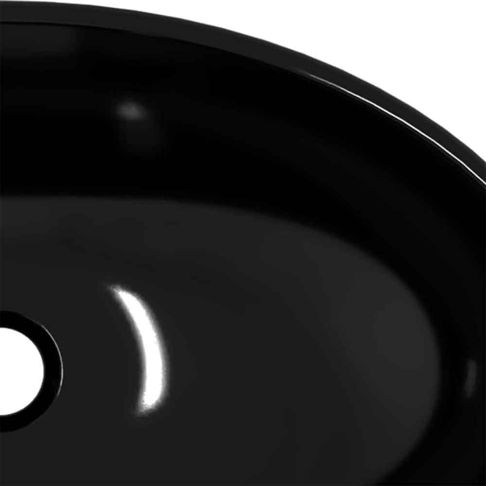Tacoma Oval Countertop Basin Without Waste 545mm Wide 0TH - Black Glass