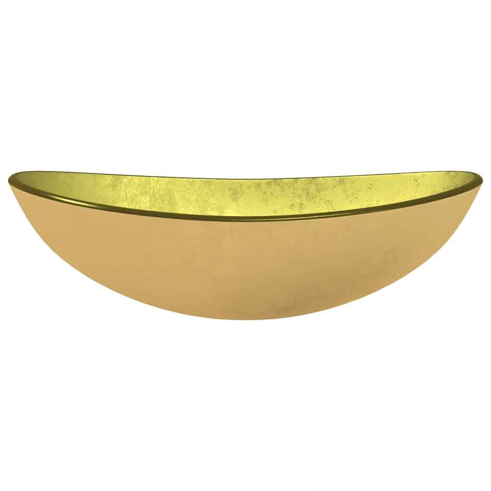 Tacoma Oval Countertop Basin Without Waste 545mm Wide 0TH - Gold Glass