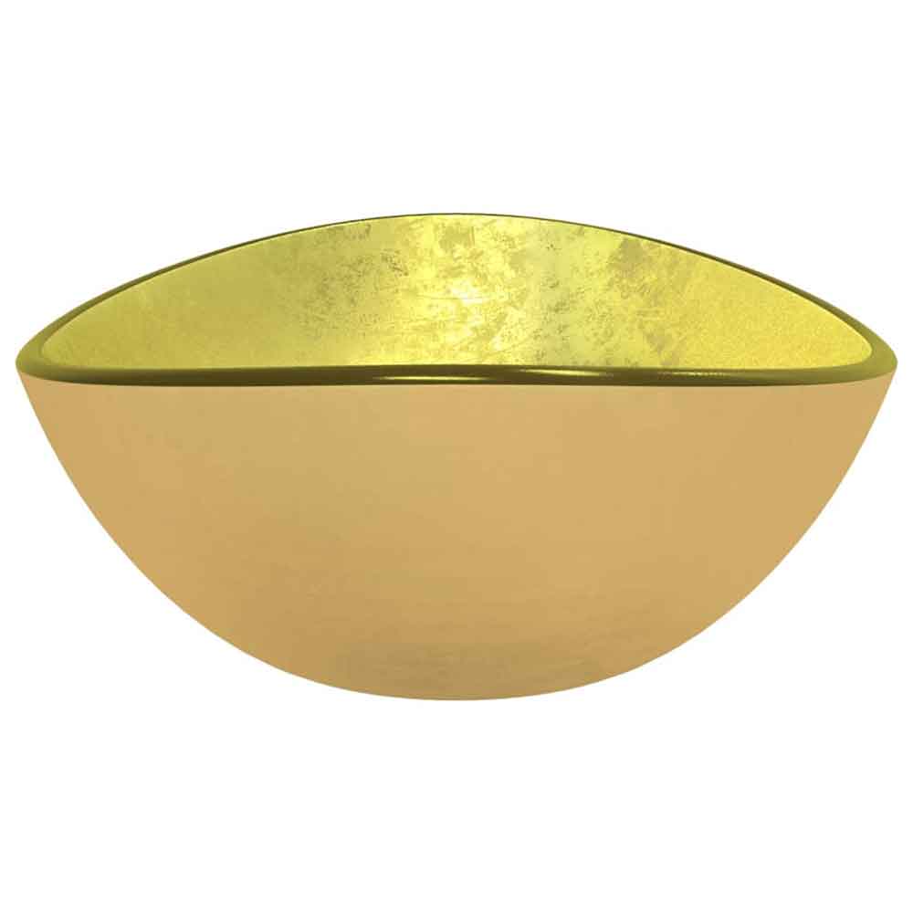 Tacoma Oval Countertop Basin Without Waste 545mm Wide 0TH - Gold Glass
