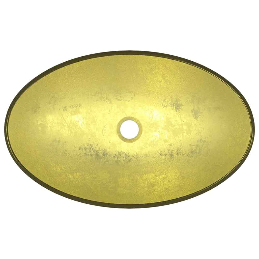 Tacoma Oval Countertop Basin Without Waste 545mm Wide 0TH - Gold Glass