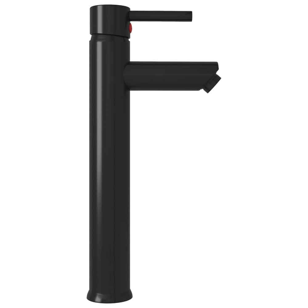 Tacoma Round Countertop Basin 420mm Wide With Black Tap And Waste - Black Glass