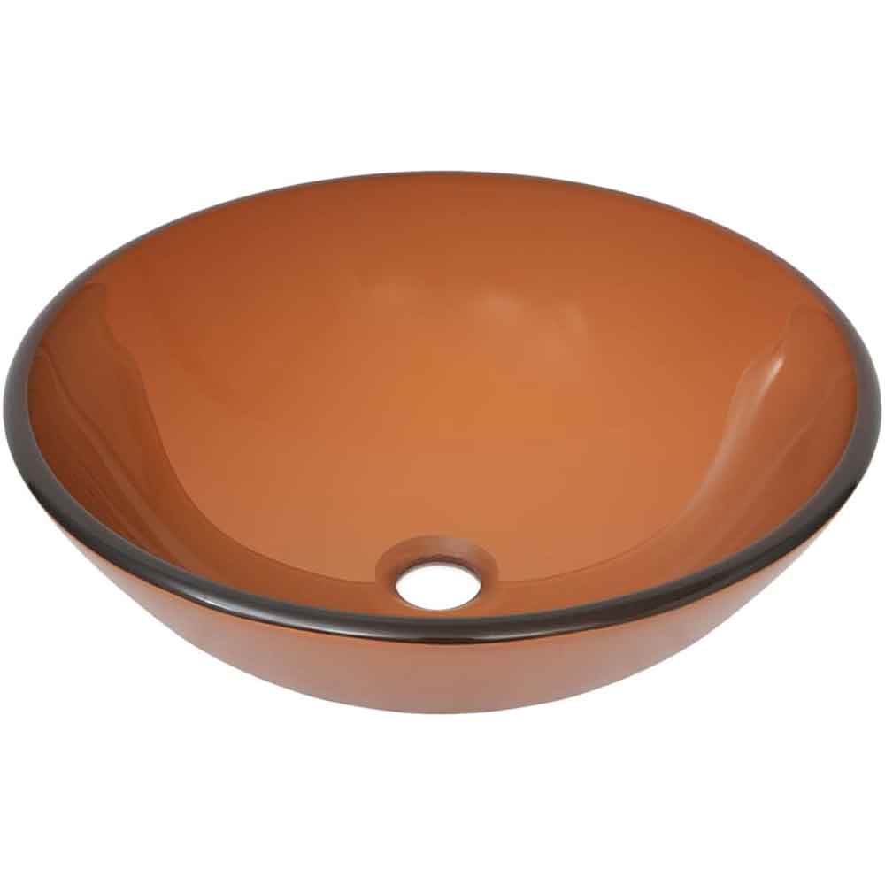 Tacoma Round Countertop Basin 420mm Wide With Black Tap And Waste - Brown Glass